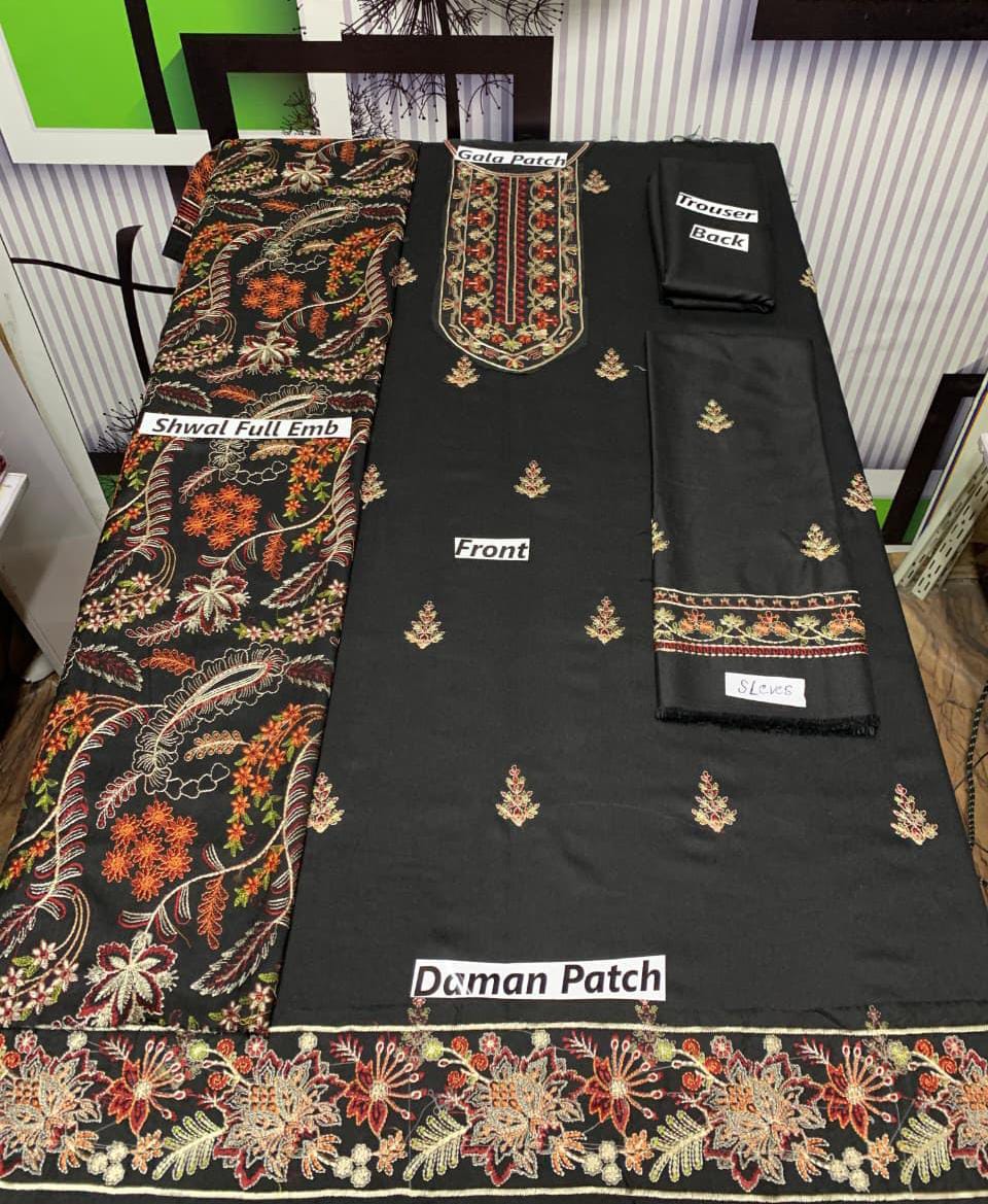 Winter Collection – Dhanak Embroidered 3-Piece Suit (Design 6)