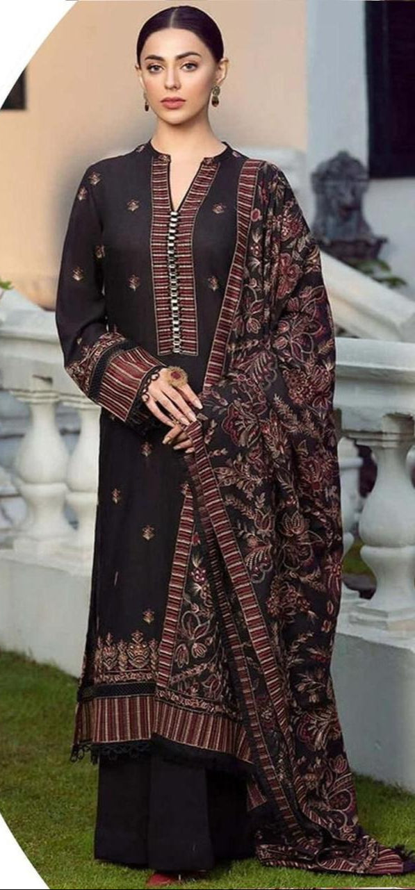Winter Collection – Dhanak Embroidered 3-Piece Suit (Design 7)
