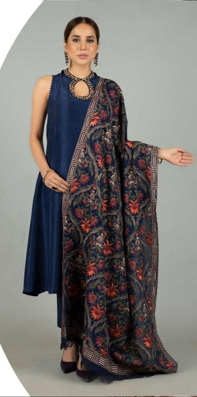 Winter Collection – Dhanak Embroidered 3-Piece Suit (Design 14)