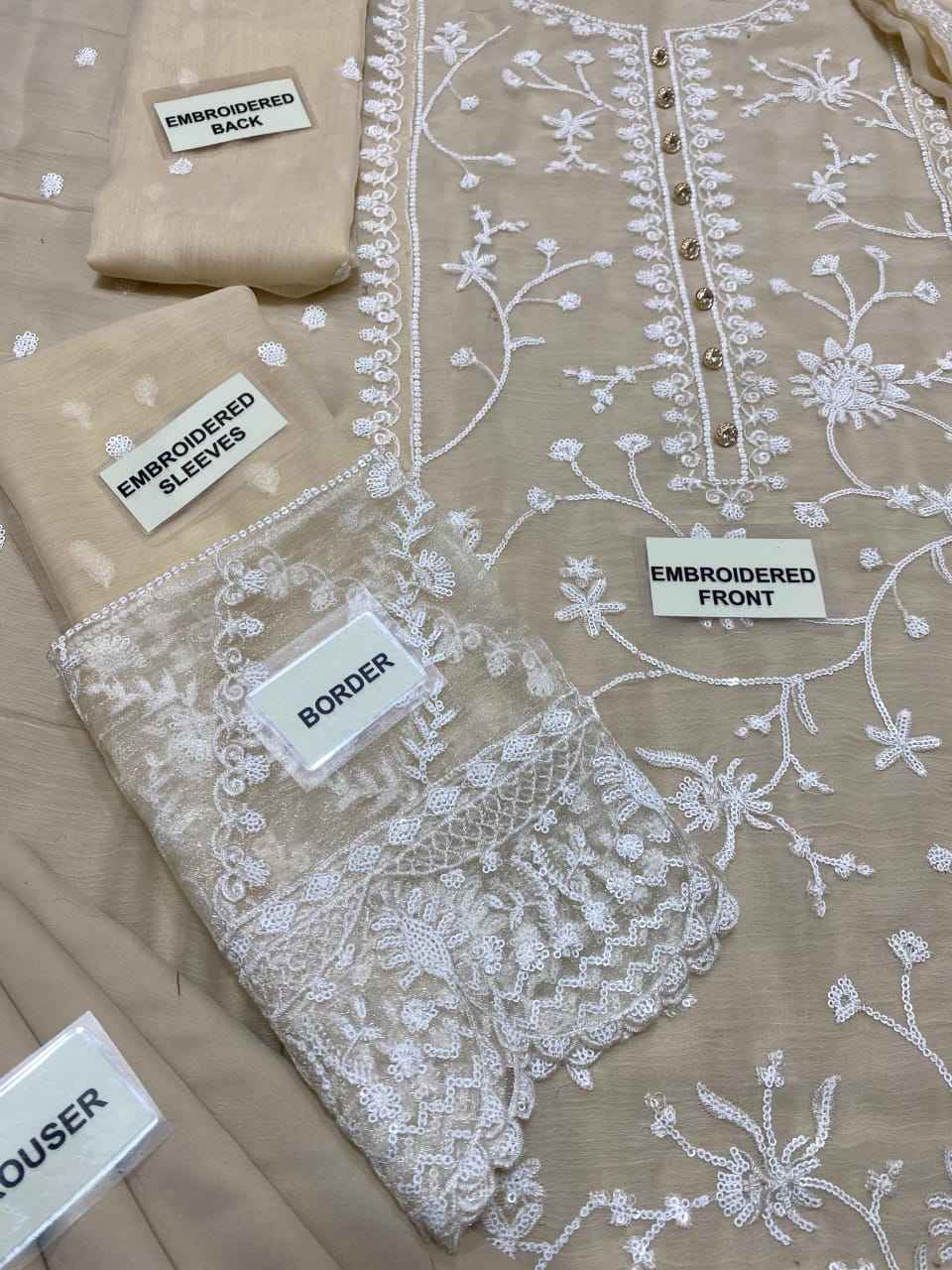 Chiffon 3Pc Suit With Malai Crap Trouser