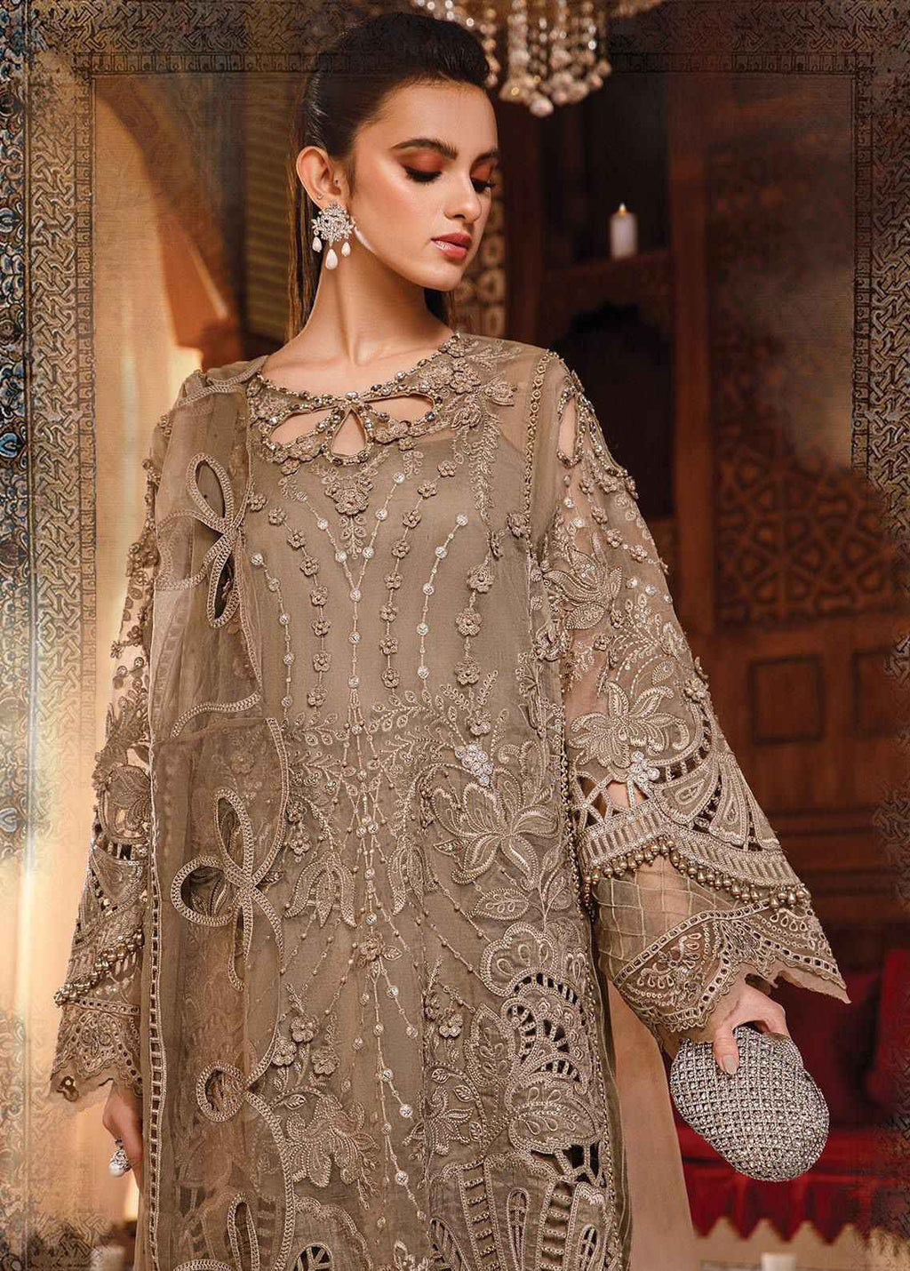 Organza 3 Pc Suit Embroidered
