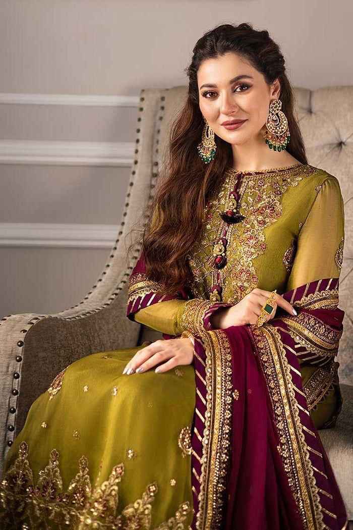 Chiffon Suit With Malai Trouse Embroidered Bunch Asim Jofa