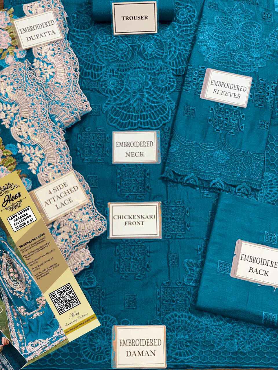 Crimson Chikankari Lawn & Organza Embroidered Suit