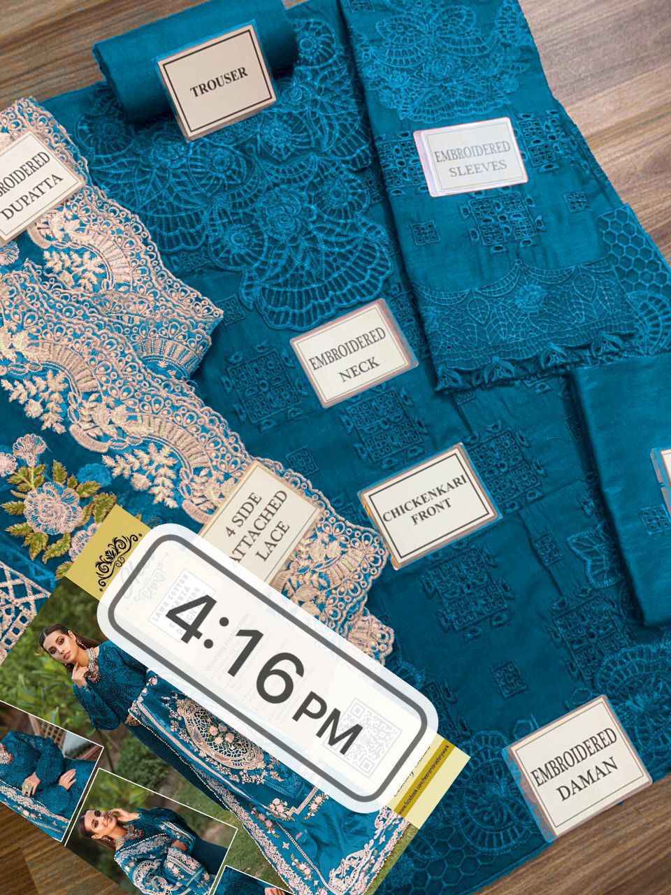 Crimson Chikankari Lawn & Organza Embroidered Suit