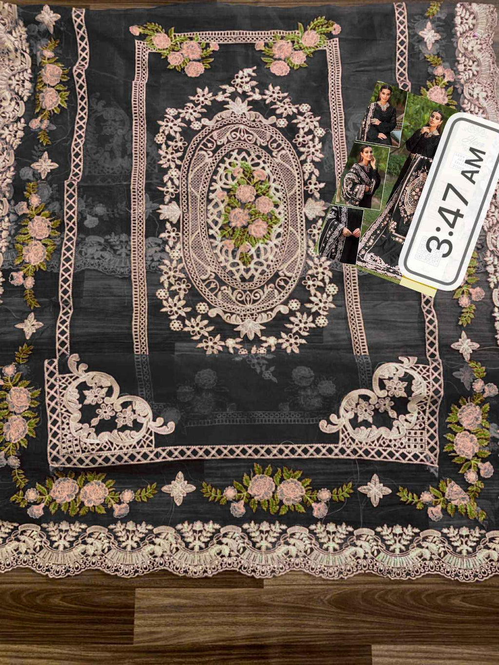 Crimson Chikankari Lawn & Organza Embroidered Suit