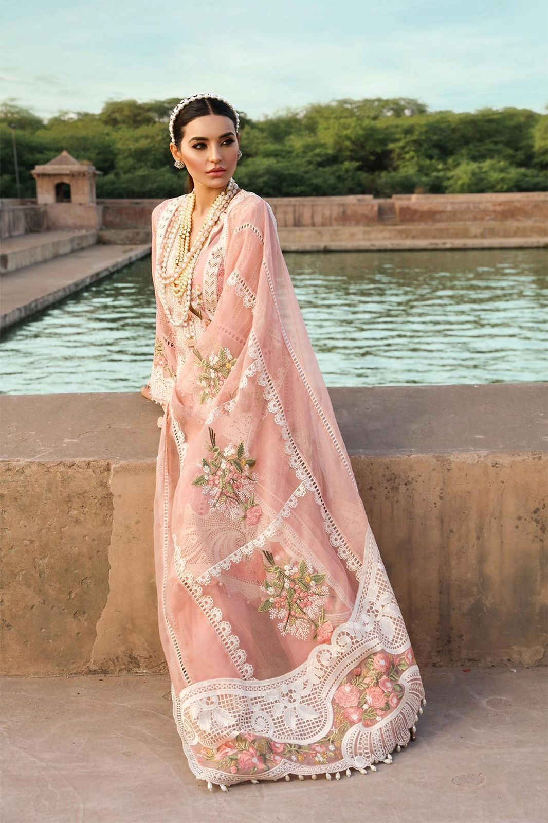 Crimson Heavy Embroidered Lawn Suit with Embroidered Dupatta