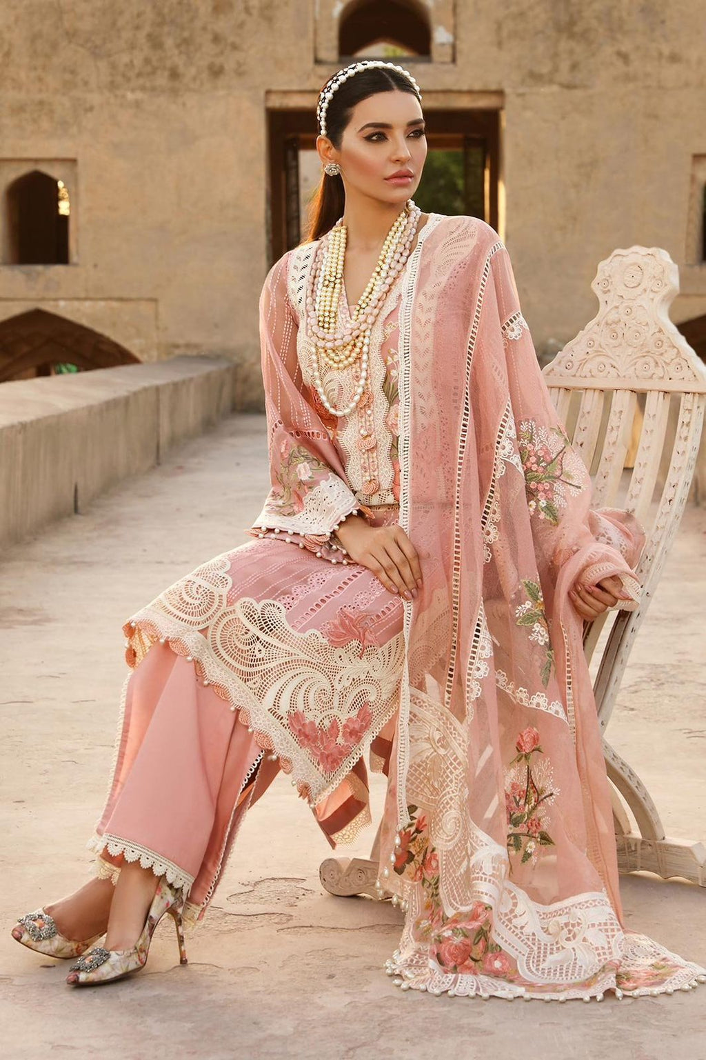 Crimson Heavy Embroidered Lawn Suit with Embroidered Dupatta