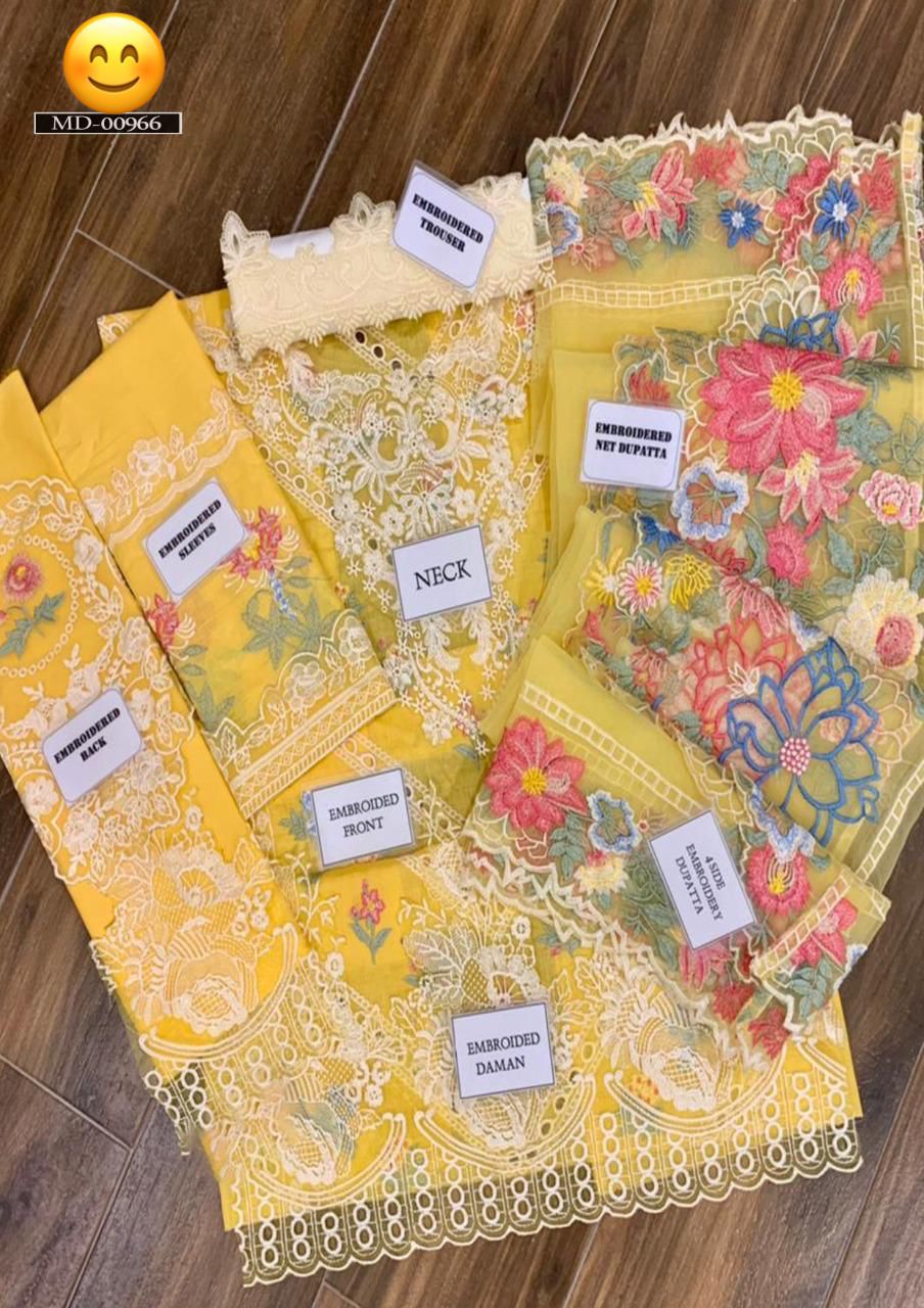 Crimson Embroidered Chickenkari Suit with Organza Dupatta