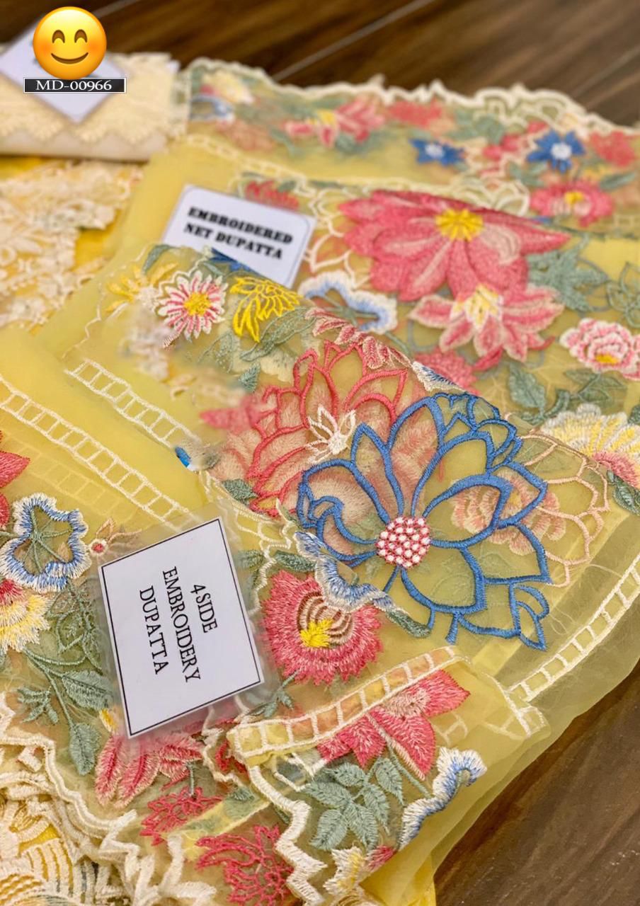 Crimson Embroidered Chickenkari Suit with Organza Dupatta