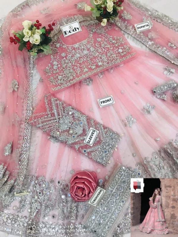 Kashee Heavy Embroidered Bridal Maxi with Satin Silk Trouser