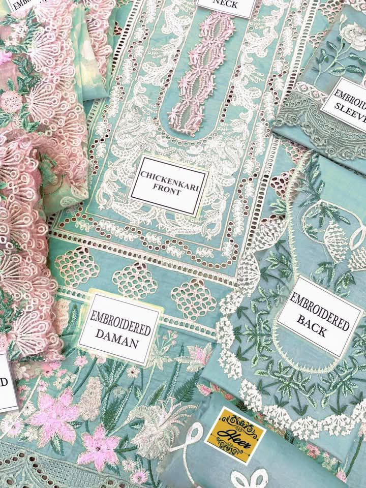 Crimson Chikankari Lawn Suit with Heavy Embroidered Jacquard Dupatta