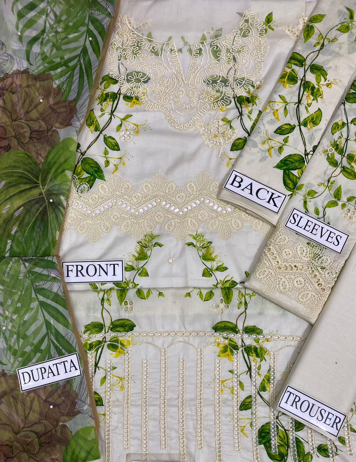 Crimson Schiffli Embroidered Lawn Suit with Printed Chiffon