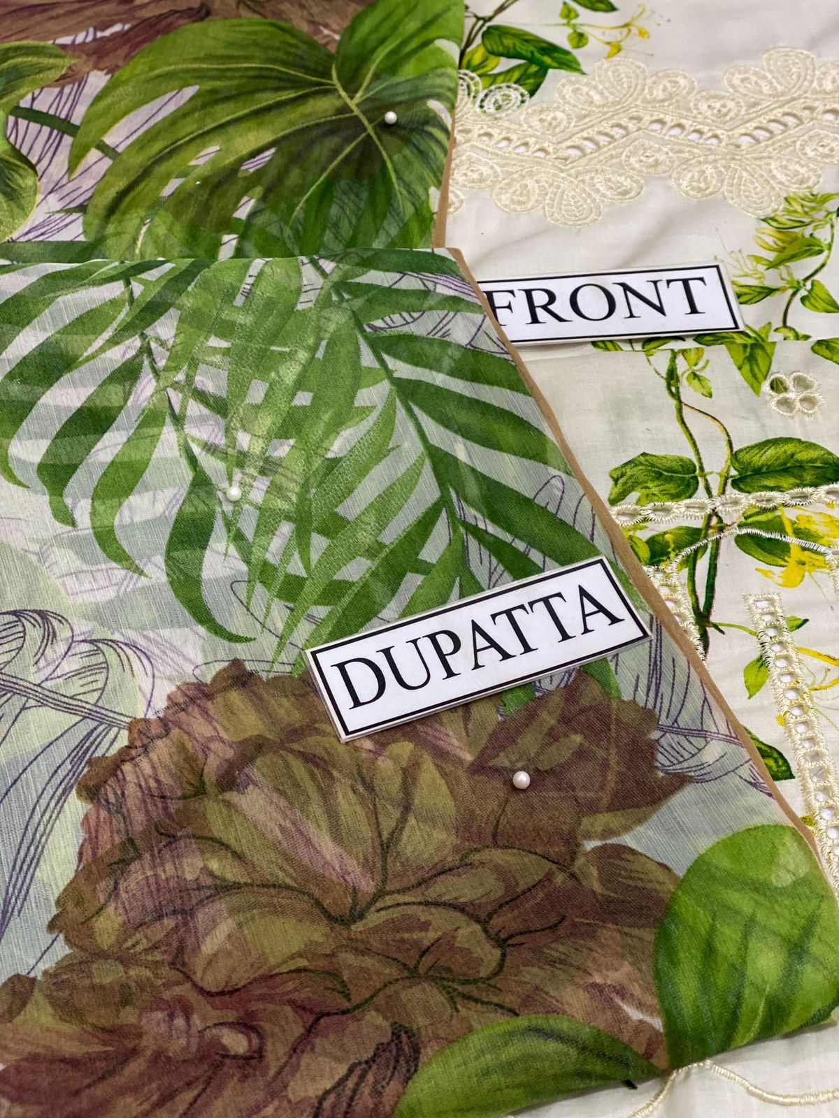 Crimson Schiffli Embroidered Lawn Suit with Printed Chiffon