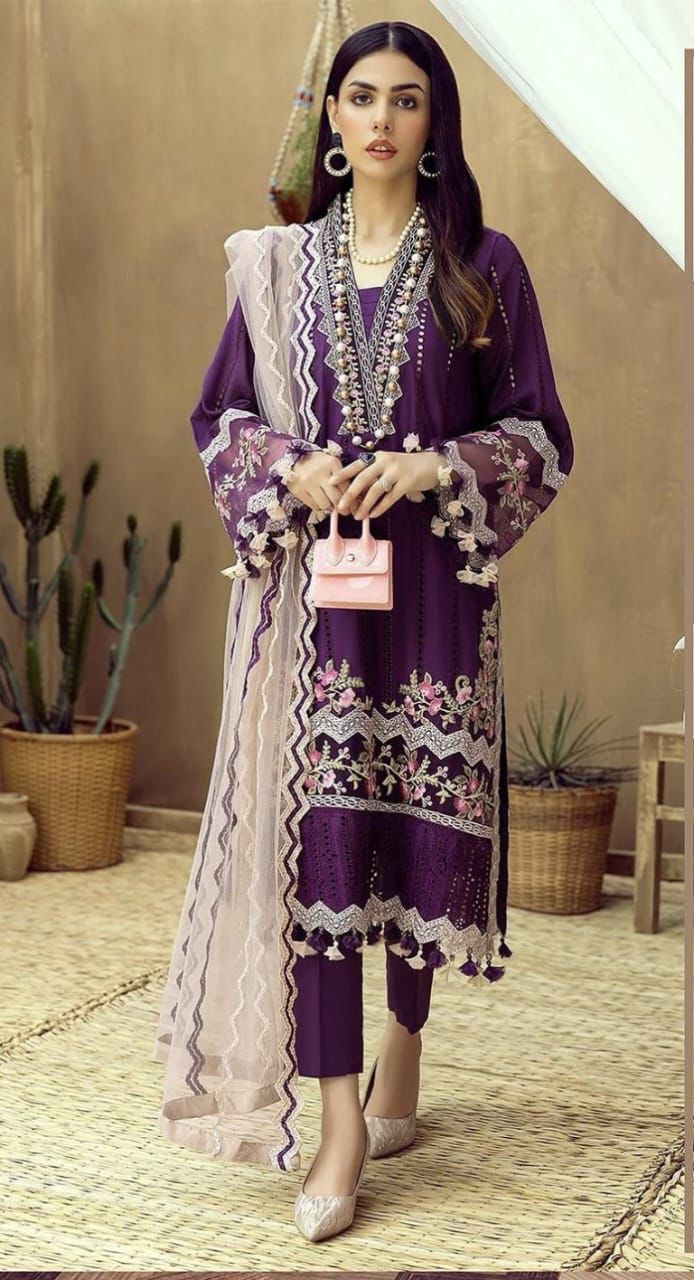 Adan Libas Scifflie Lawn Suit with Heavy Embroidery