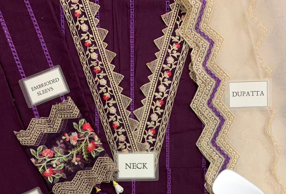 Adan Libas Scifflie Lawn Suit with Heavy Embroidery