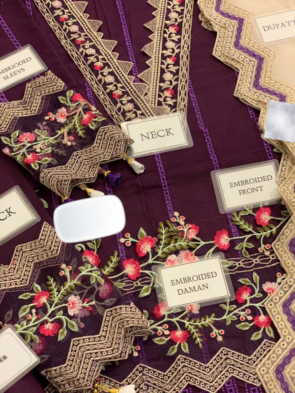 Adan Libas Scifflie Lawn Suit with Heavy Embroidery