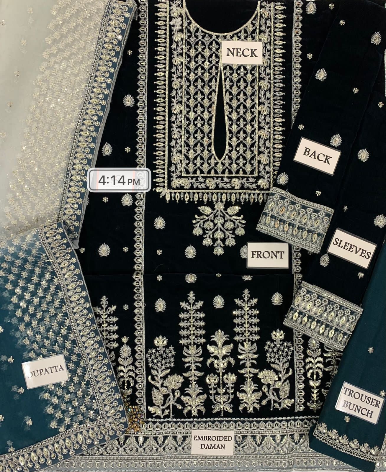 Jazmin Velvet Wedding Suit with Organza Tie & Dye Dupatta