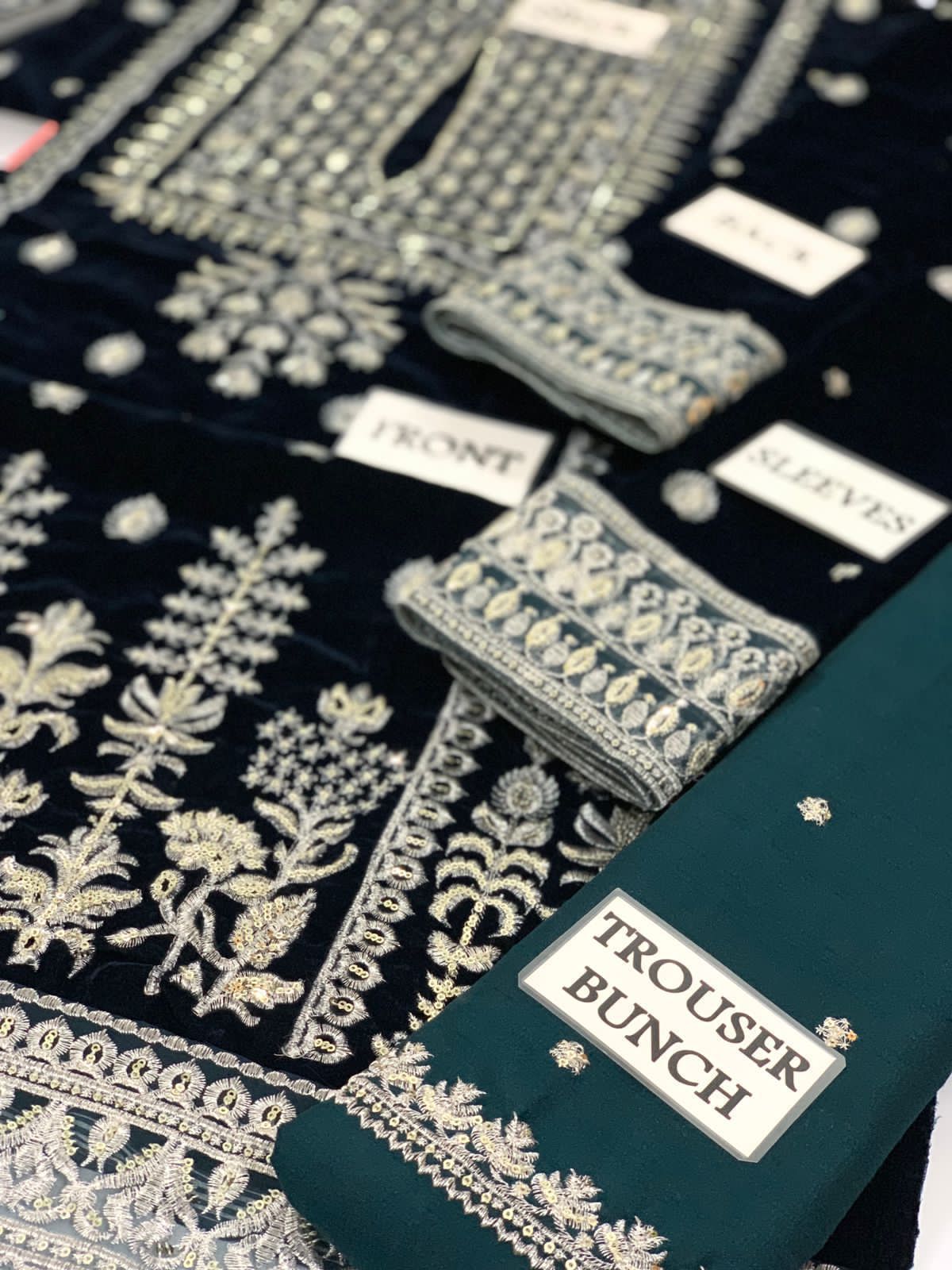 Jazmin Velvet Wedding Suit with Organza Tie & Dye Dupatta