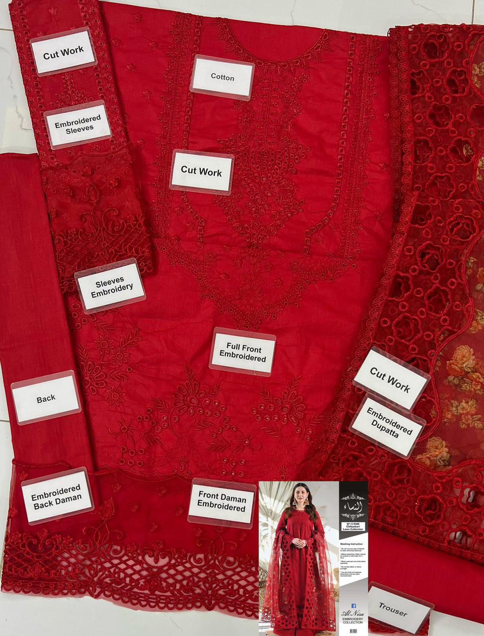 QALAMKAR Chikankari Lawn Suit with Digital Printed Organza Dupatta