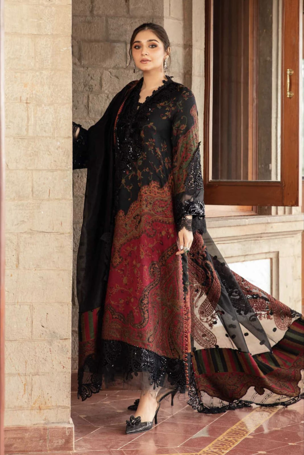 Maria B MPRINT Lawn Suit with Embroidered Neck & Daman