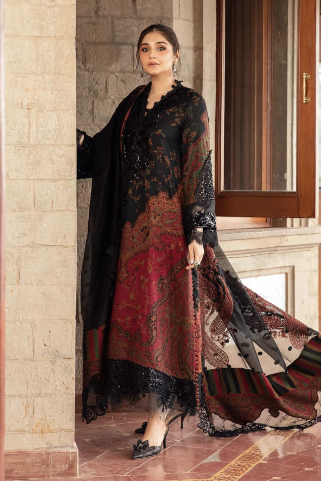 Maria B MPRINT Lawn Suit with Embroidered Neck & Daman