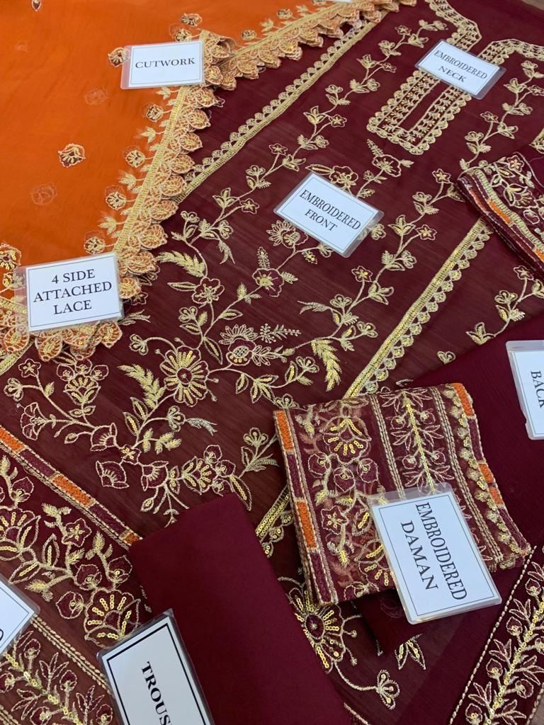 Asim Jofa Luxury Chiffon: Embroidered Chiffon & Malai Trouser