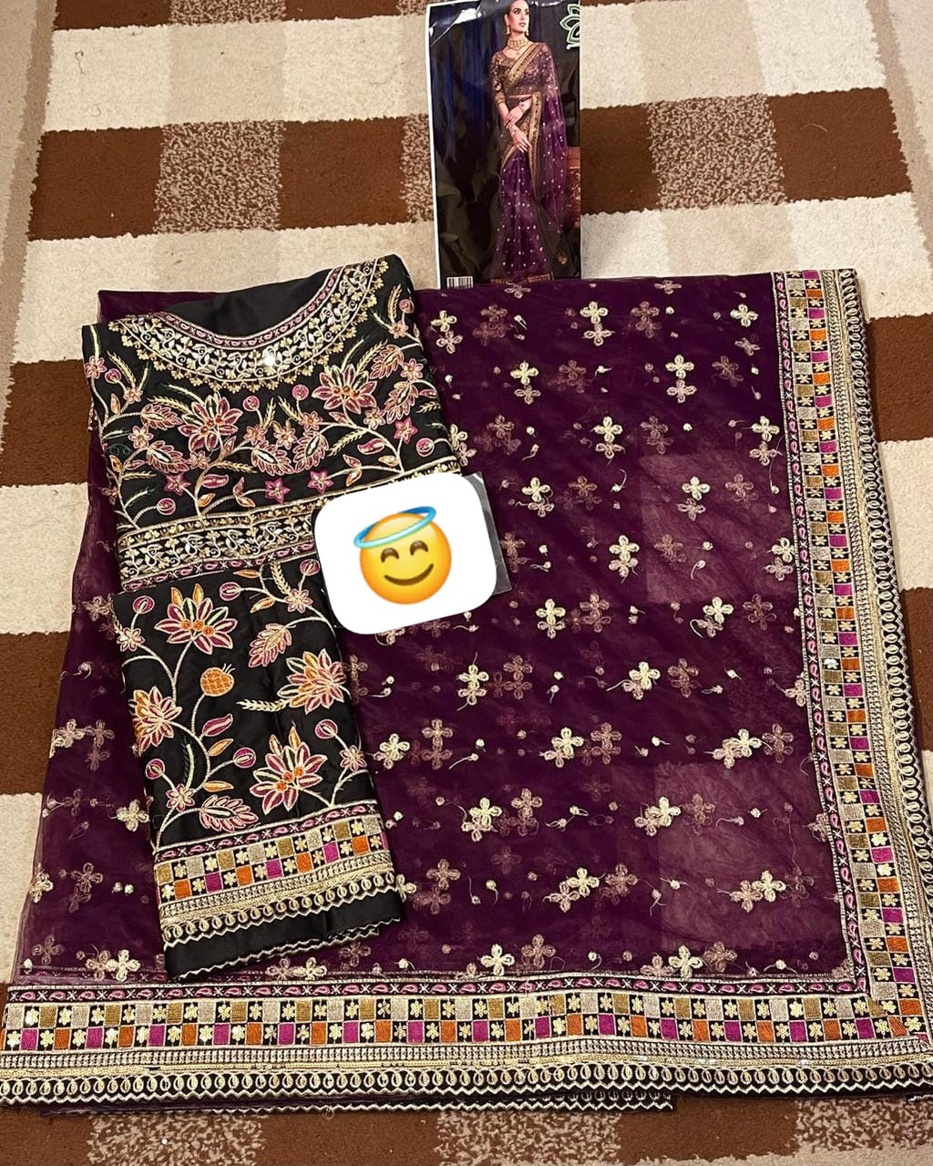 Asim Jofa Luxury Net Saree: Embroidered Net & Cotton Silk