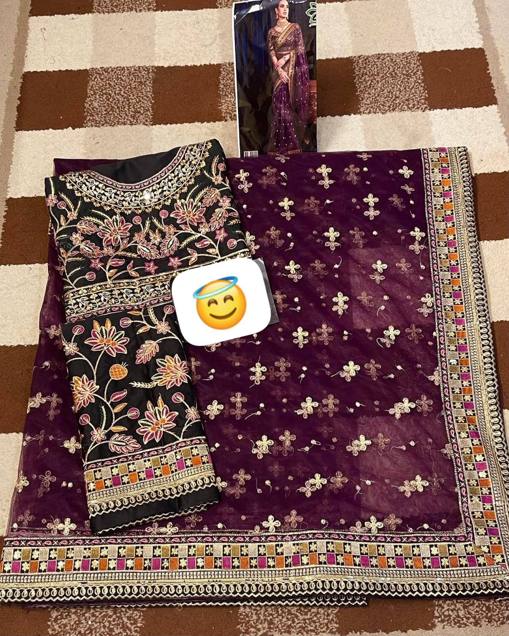 Asim Jofa Luxury Net Saree: Embroidered Net & Cotton Silk