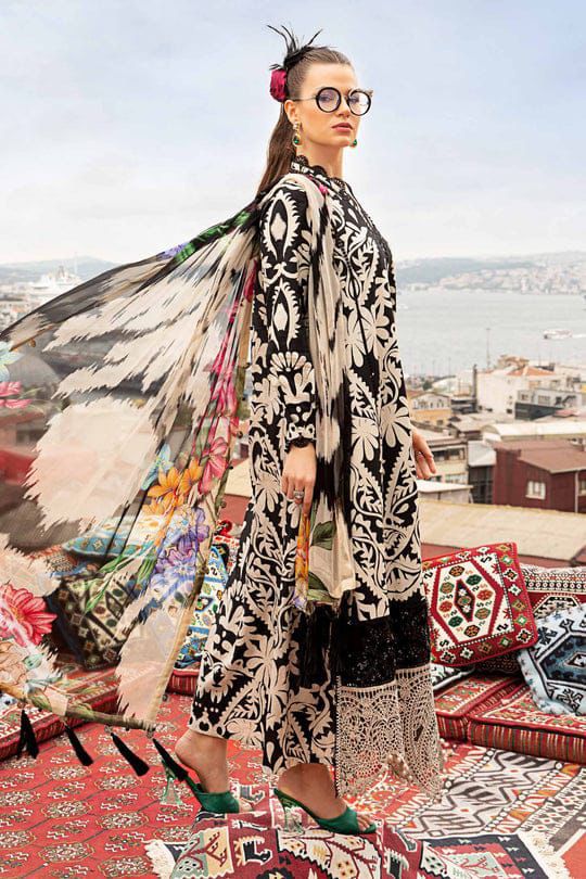 3-Piece Unstitched Suit: Digital Printed Cambric with Chiffon Dupatta