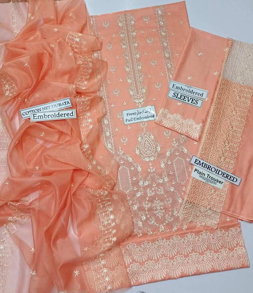 Zara Shah Jahan Luxury 4160: Double-Head Embroidered Lawn with Cotton-Net Dupatta