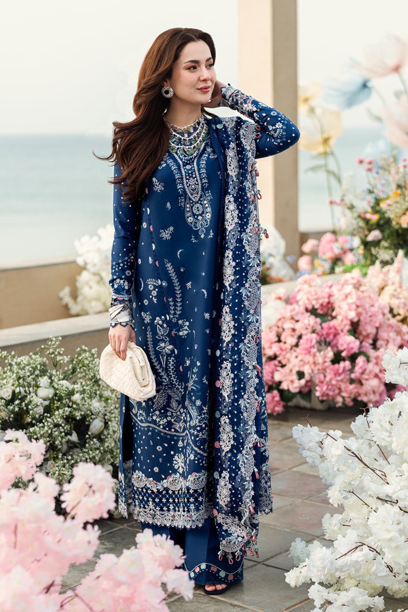 Hania's Eid Edit – Luxe Embroidered Lawn Ensemble by Qalamkar