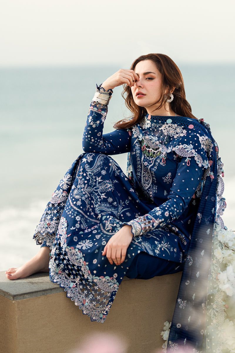 Hania's Eid Edit – Luxe Embroidered Lawn Ensemble by Qalamkar