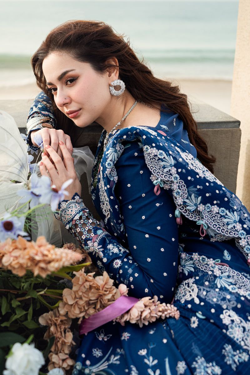 Hania's Eid Edit – Luxe Embroidered Lawn Ensemble by Qalamkar