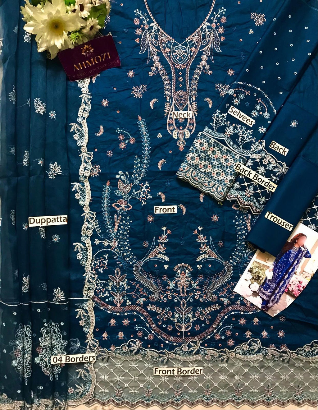 Hania's Eid Edit – Luxe Embroidered Lawn Ensemble by Qalamkar