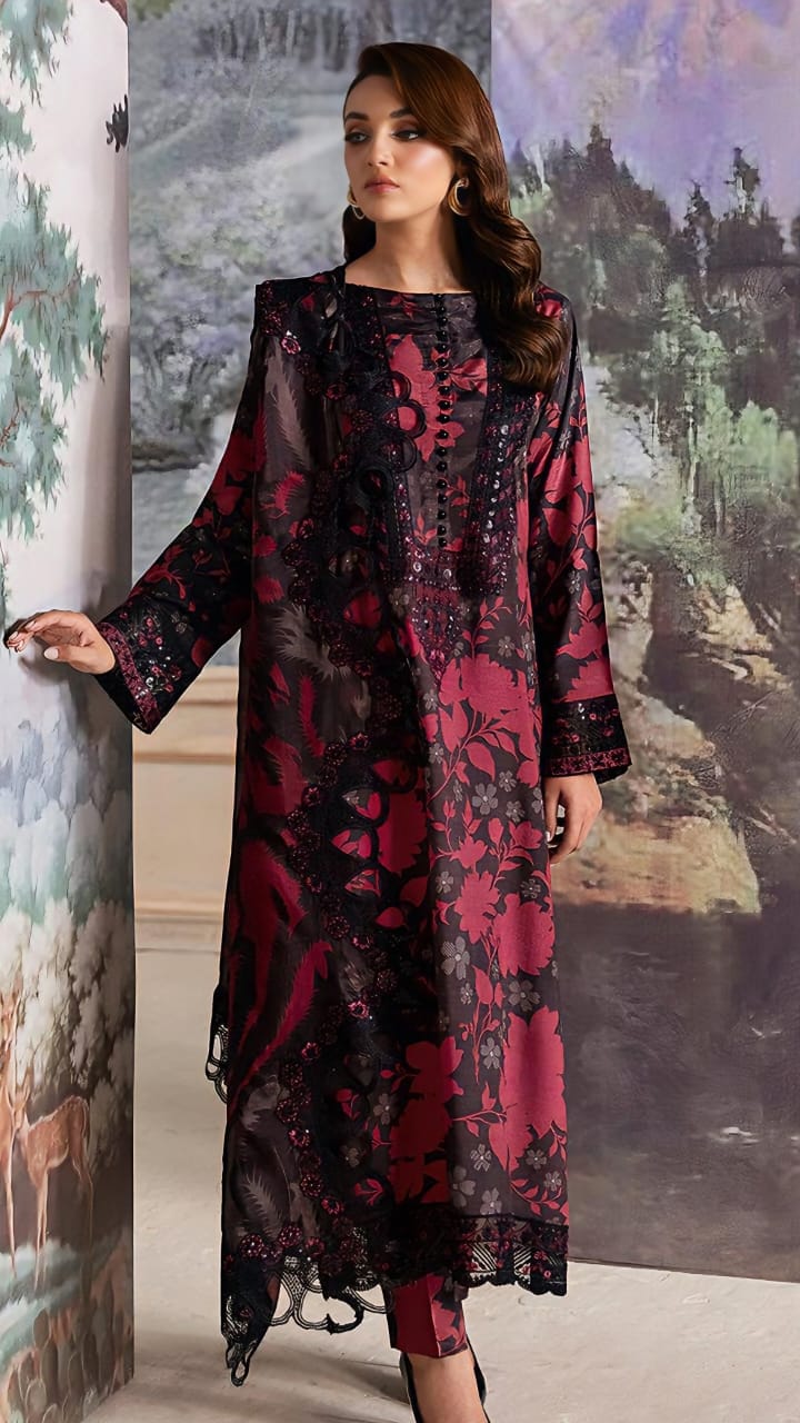 Ramsha Premium Embroidered Lawn &amp; Chiffon 3PC Suit
