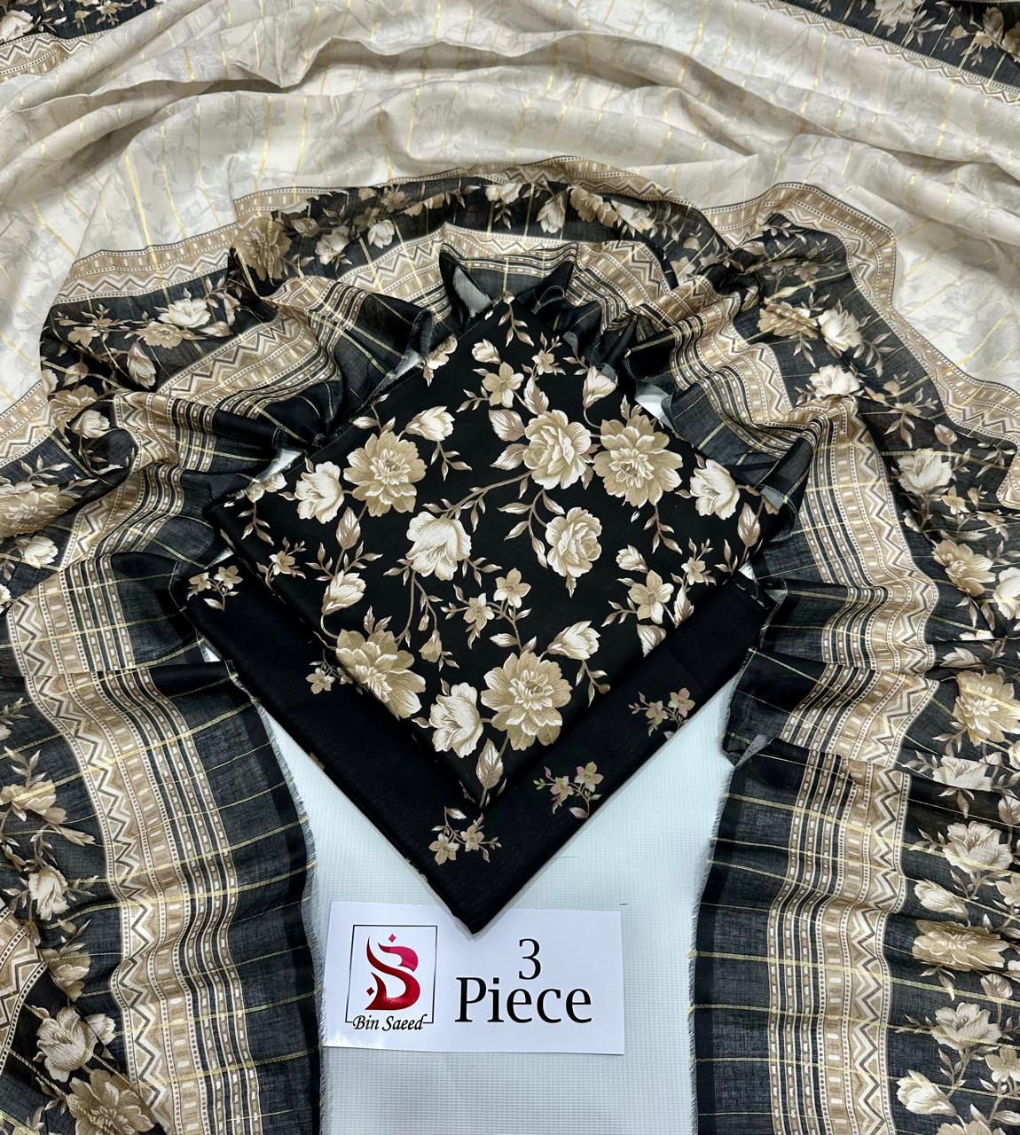 BIN SAEED | Premium Unstitched 3-Piece Lawn Suit (Article 2)