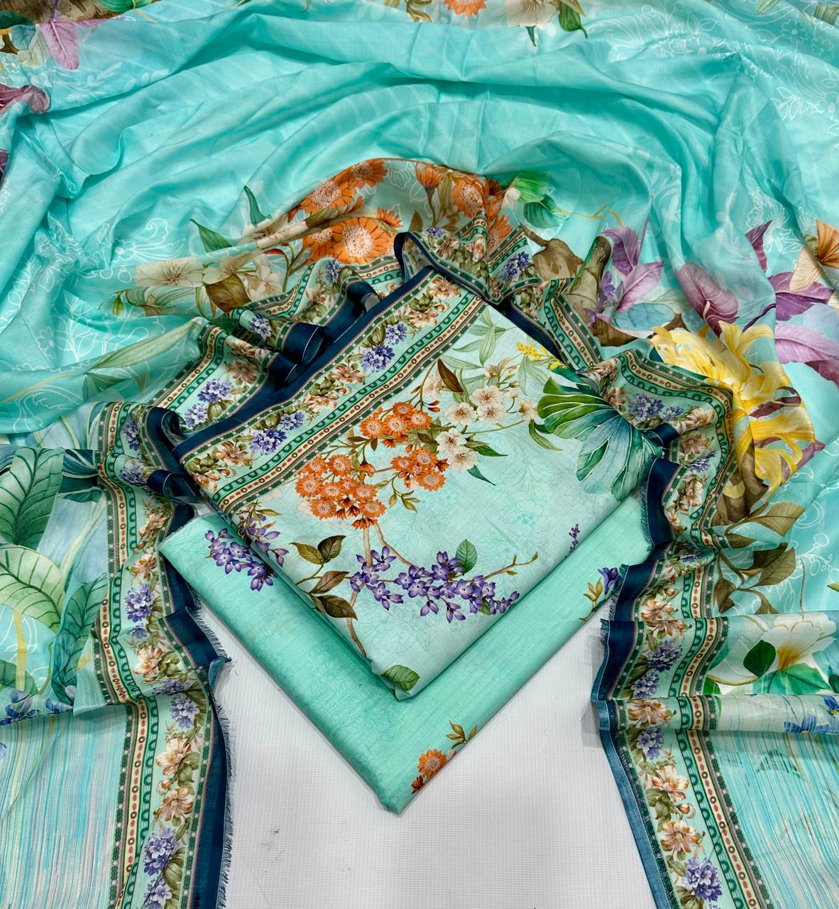 BIN SAEED | Premium Unstitched 3-Piece Lawn Suit (Article 8)