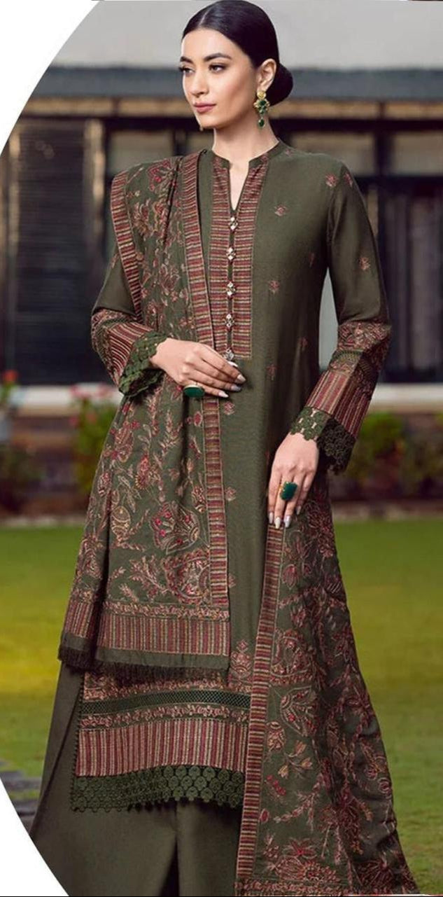 Winter Collection – Dhanak Embroidered 3-Piece Suit (Design 2)