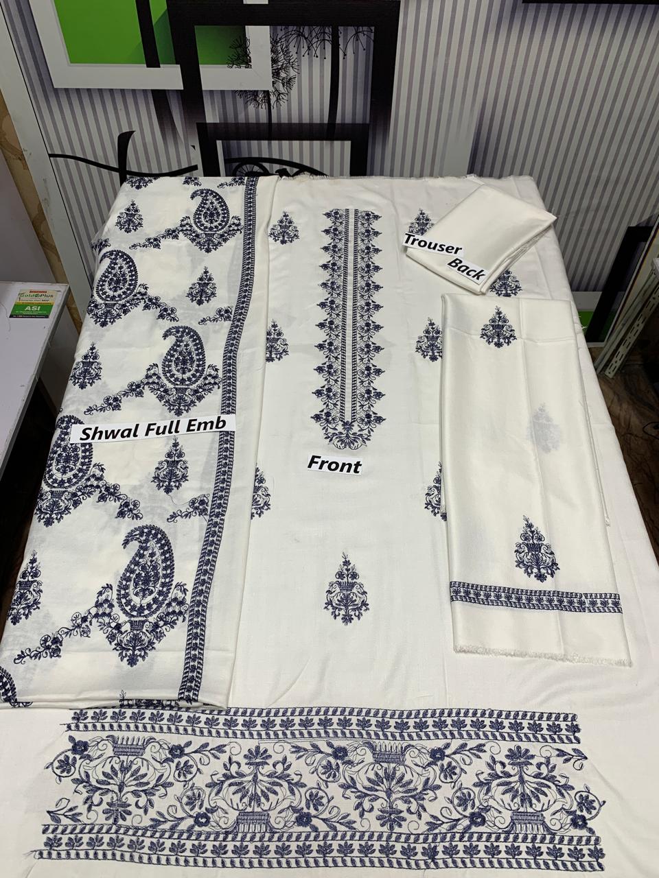 Winter Collection – Dhanak Embroidered 3-Piece Suit (Design 8)