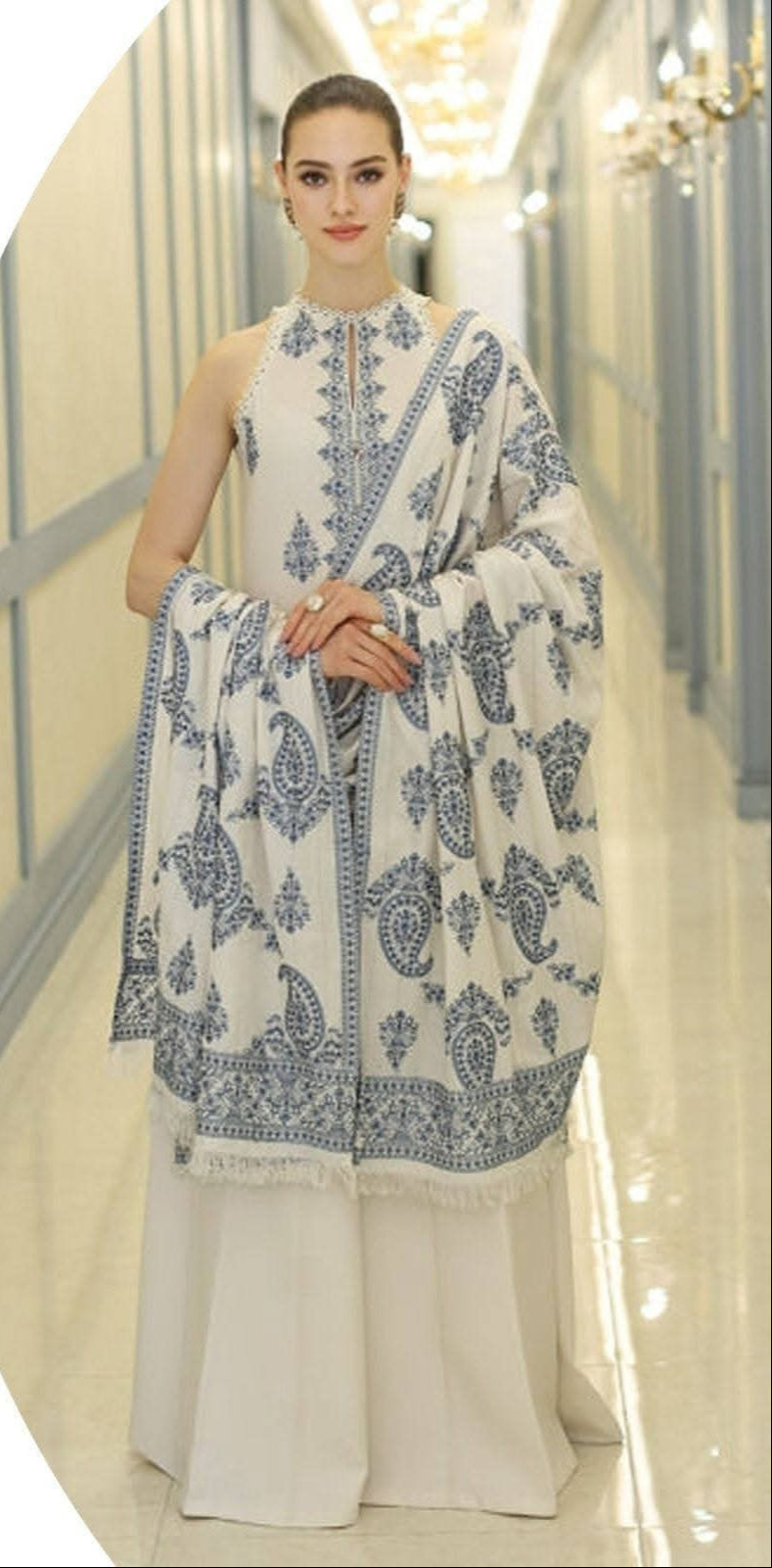 Winter Collection – Dhanak Embroidered 3-Piece Suit (Design 8)