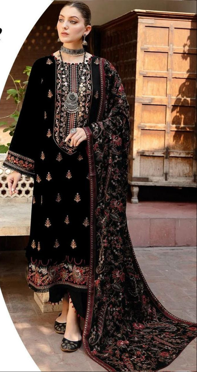 Winter Collection – Dhanak Embroidered 3-Piece Suit (Design 9)