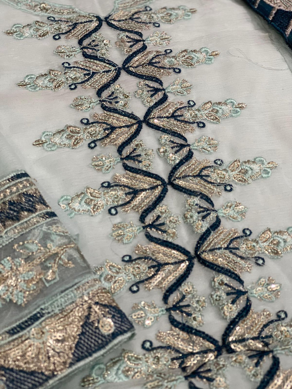 Asim Jofa Luxury Chiffon Ensemble: Embroidered Chiffon & Malai Trouser