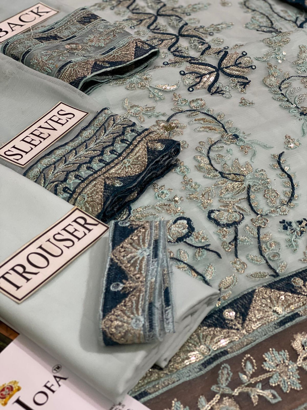 Asim Jofa Luxury Chiffon Ensemble: Embroidered Chiffon & Malai Trouser