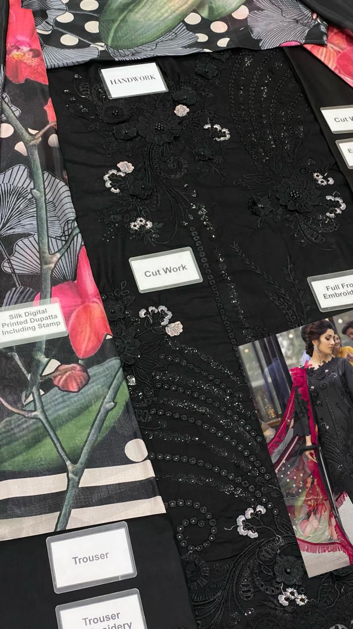 3-Piece Unstitched Suit: Chikankari Lawn with Silk Dupatta & Embroidered Patches