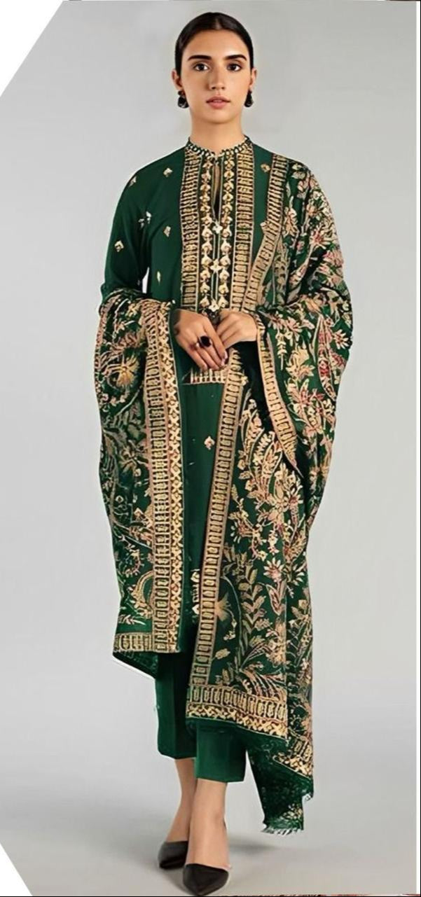Winter Collection – Dhanak Embroidered 3-Piece Suit (Design 3)